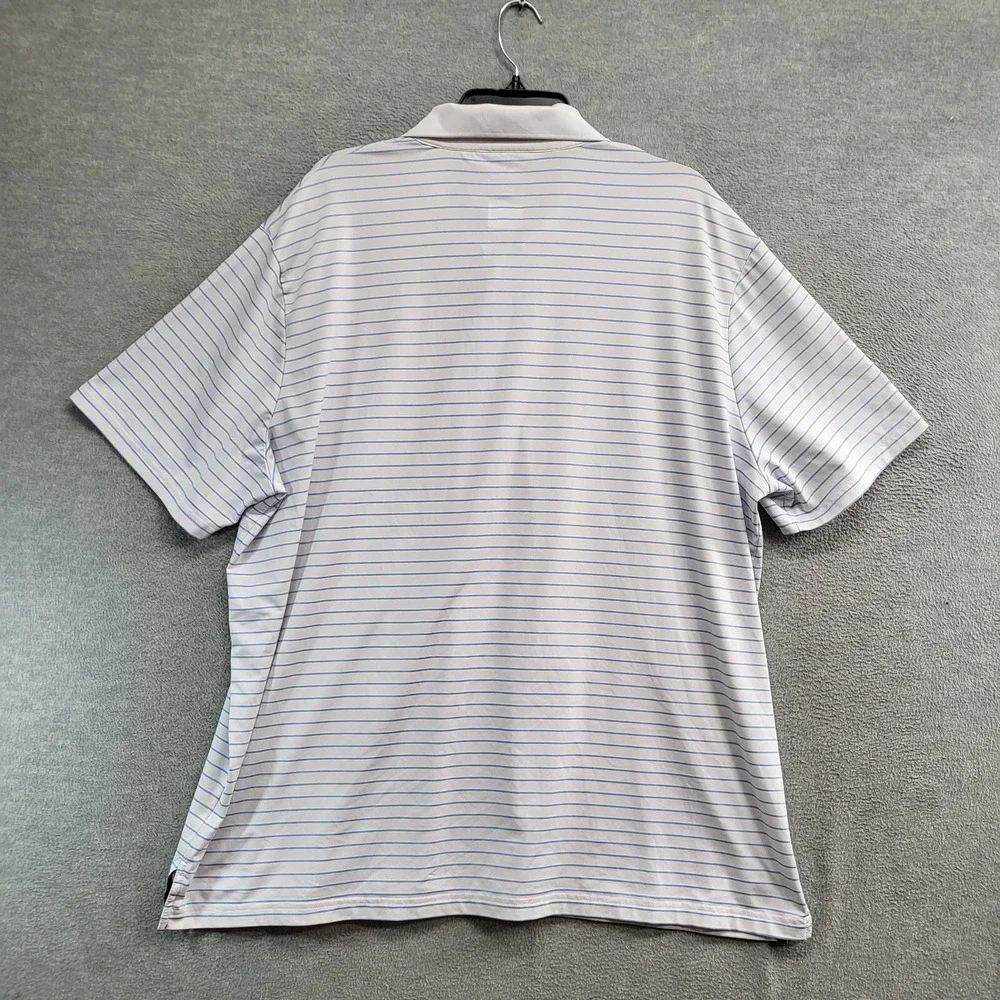 Polo Ralph Lauren Men Polo Shirt‎ 2XL White Striped Performance Logo Embroidered